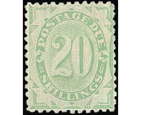 (x) Australian CommonwealthPostage Due Stamps1902-04 perf 11 20/- dull green, good colour, fine unused with large part origin