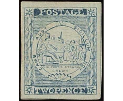 (x) New South Wales1850-51 Sydney ViewsTwo Pence Plate IVPrussian blue on vertically laid paper, [3], a later intermediate im