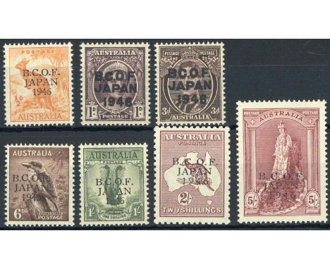 (x) Australian CommonwealthB.C.O.F. (Japan)½d. to 5/- set of seven, fine unmounted mint. S.G. J1-J7, £190  Subject to 5% tax 