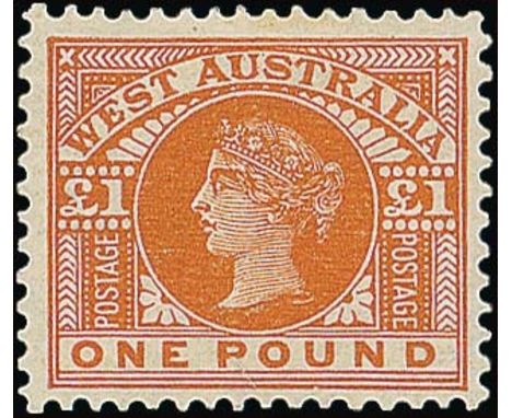 (x) Western Australia1909 watermark V over Crown, £1 orange-brown, fine mint. S.G. 128, £425. Photo  Subject to 5% tax on Ham