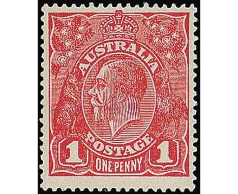 (x) Australian Commonwealth1916-18 KGV, rough paper, 1d. rose-red, Die II, fine unmounted mint. S.G. 47i, £500. Photo  Subjec