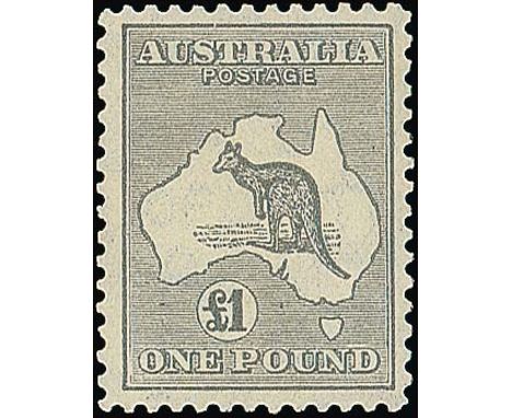 (x) Australian CommonwealthKangaroo IssuesC of A Watermark£1 grey, fine unmounted mint. BW 54, $2500; S.G. 137, £650. Photo  