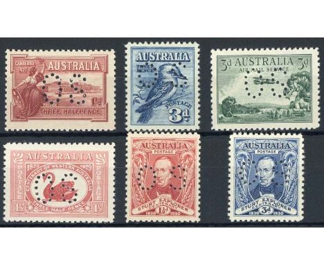 (x) Australian CommonwealthOfficial StampsKing George V Head Issues1927 Canberra 1½d., 1928 Kookaburra 6d., 1929 Air 3d. and 