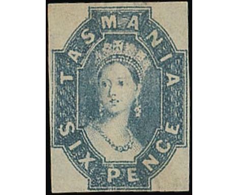 (x) Tasmania1860-67 watermark double-lined "6", 6d. slate-violet with small to good margins, unused without gum, fine. S.G. 4