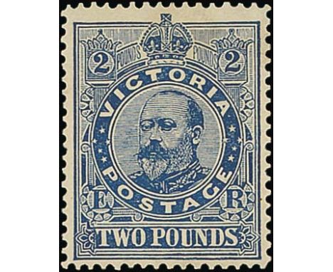 (x) Victoria1901-10 watermark V over Crown, perf 12½ £2 deep blue, fine mint. S.G. 400, £700. Photo  Subject to 5% tax on Ham