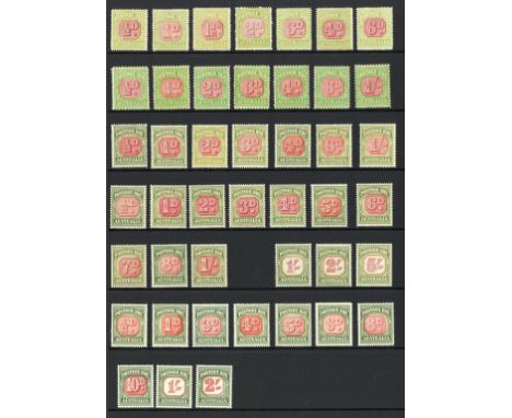 (x) Australian CommonwealthPostage Due Stamps1922-30 perf 14 ½d. to 6d., 1931-36 perf 11 ½d. to 1/-, 1938 ½d. to 1/-, 1946-57