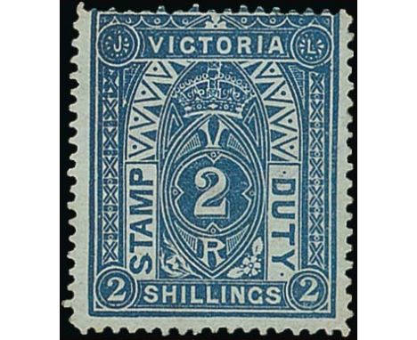 (x) Victoria1884-96 Stamp Duty, typo, watermark V over Crown (Type 19), 2/- deep blue on green, perf 12½, unused with large p