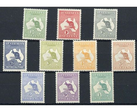 (x) Australian CommonwealthKangaroo IssuesFirst Watermark½d. to 1/- set of ten, fine unmounted mint. S.G. 1-11, £630  Subject