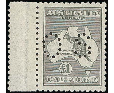 (x) Australian CommonwealthOfficial StampsKangaroo Issues1915-28 third watermark, £1 grey with interpanneau margin at left, p
