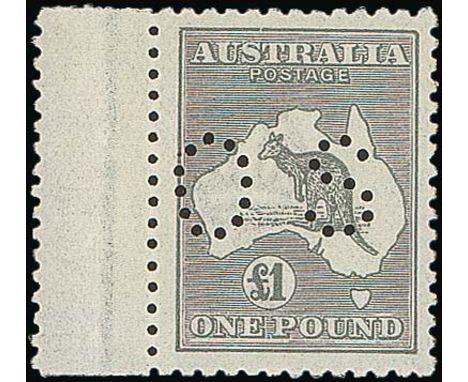 (x) Australian CommonwealthOfficial StampsKangaroo Issues1915-28 third watermark, £1 grey with interpanneau margin at left, p