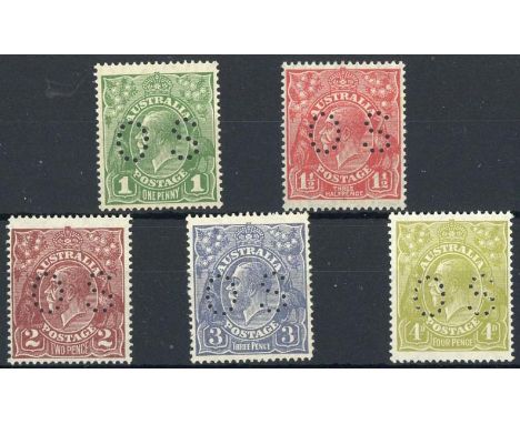 (x) Australian CommonwealthOfficial StampsKing George V Head Issues1926-30 small multiple watermark, perf 14 1d., 1½d., 2d., 