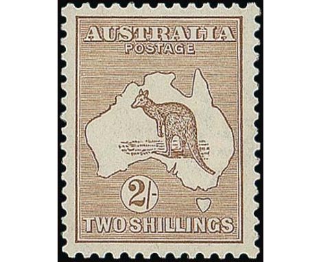 (x) Australian CommonwealthKangaroo IssuesSecond Watermark2/- brown, well-centred, fine unmounted mint. BW 36, $8500; S.G. 29