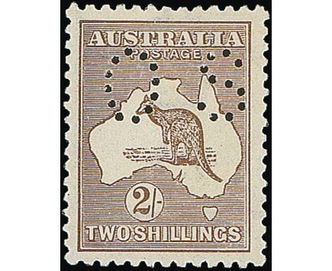 (x) Australian CommonwealthOfficial StampsKangaroo Issues1915-28 third watermark, 2/- brown, perf small "OS", fairly well-cen