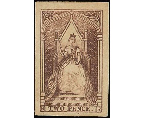 (x) Victoria1852 (Dec.) Ham 2d. reddish brown with good to large margins, unused, fine. S.G. 18, £550. Photo  Subject to 5% t