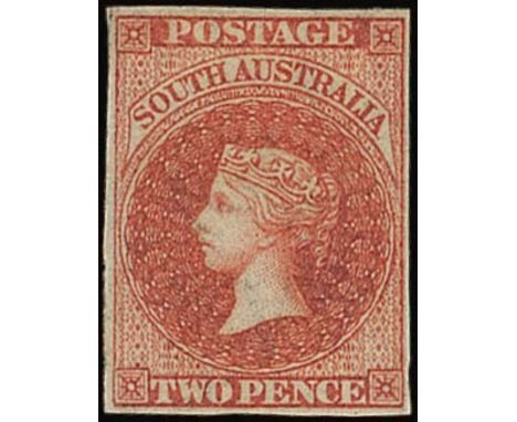 (x) South Australia1856-58 watermark Large Star, 2d. red with small to good margins, unused without gum, fine. S.G. 9, £750. 