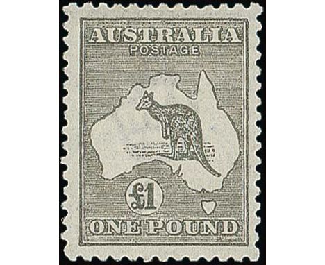 (x) Australian CommonwealthKangaroo IssuesThird Watermark£1 grey, fine unmounted mint. BW 53, $3250; S.G. 75, £650. Photo  Su