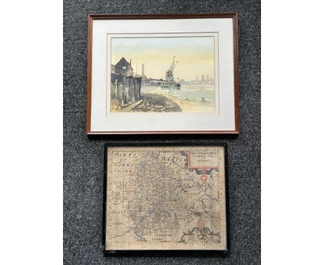 Framed and Signed Sydney Vale Watercolour Painting along with Vintage Map. 