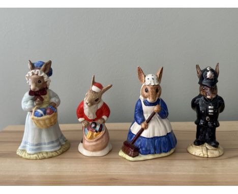 Four Royal Doulton Bunnykins to include Golden Jubilee Celebration 1984 Mrs Bunnykins At The Easter Parade, Santa Bunnykins H