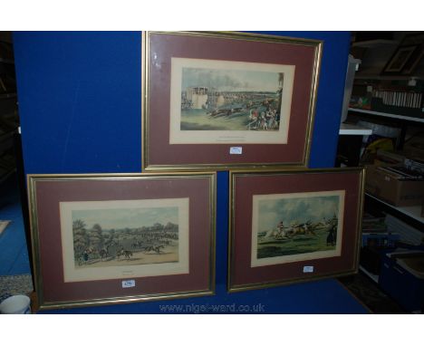 Three Racehorse Prints, framed and mounted, entitled 'Ascot Heath Races', 'The High Mettled Racer' and 'Epsom' along with two