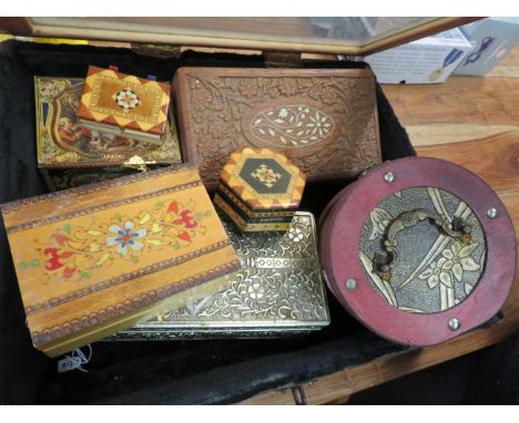 Vintage Display box containing jewellery boxes and others