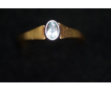 22ct Gold Ring set with Aqua Marine Size P