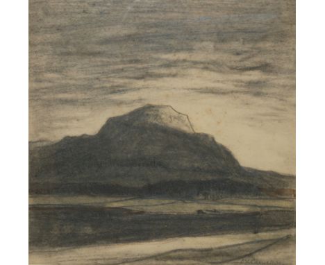 SIR DAVID YOUNG CAMERON RA, RSA, RWS, RSW, RE (Scottish 1865 - 1945) THE DARK HILL Charcoal and pencil, 25 x 24cm (9 3/4 x 9 