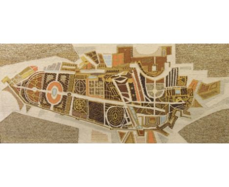 •ARCHIE BRENNAN (British b.1931) BOBOLI 1, 1963 the woven panel with polychrome wools and gold threads, with label on the rev