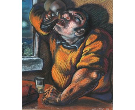 •PETER HOWSON OBE (Scottish b. 1958) THE INEBRIATE Pastel, signed, 44.5 x 36cm (17 1/2 x 14 1/4") William Hardie Limited labe