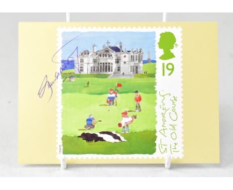 SEVERIANO BALLESTEROS; a card bearing the legendary golfer's signature.We have not authenticated this signature, please satis