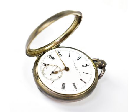 STEWART DAWSON &amp; CO, LONDON; a Victorian hallmarked silver open face pocket watch, the white dial set with Roman numerals