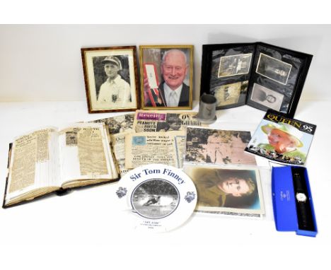 PRESTON NORTH END FC; Sir Tom Finney related personal items, ephemera, newspaper cuttings regarding the life of Sir Tom, incl