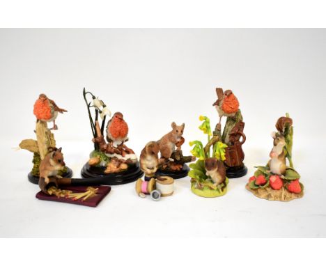 Nine country/rural farmland collectible ornaments comprising four by Country Artists CA695 'Robin with Snowdrops', CA865 'Rob