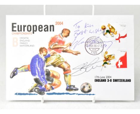 FOOTBALL; a European Championship 2004 first day cover bearing the signatures of Wayne Rooney and Steven Gerrard.We have not 