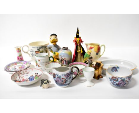 Various collectible and antique pottery and porcelain to include two 18th century tea bowls with enamel decoration, possibly 