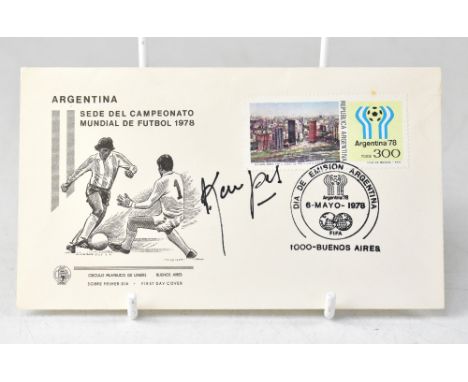 MARIO KEMPES; a 1978 first day cover bearing his signature.We have not authenticated this signature, please satisfy yourself 