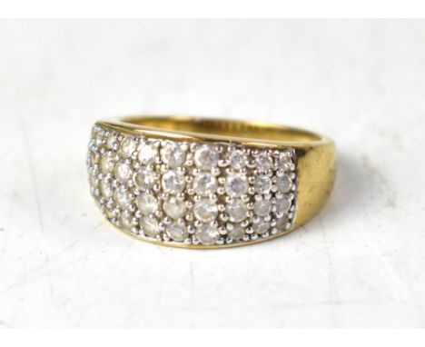 A 9ct gold white stone cluster ring, size N, approx 5.3g. CONDITION REPORT The white stones are not diamonds.