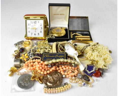 Various items of modern, vintage and antique costume jewellery to include a hallmarked silver and enamelled nursing training 