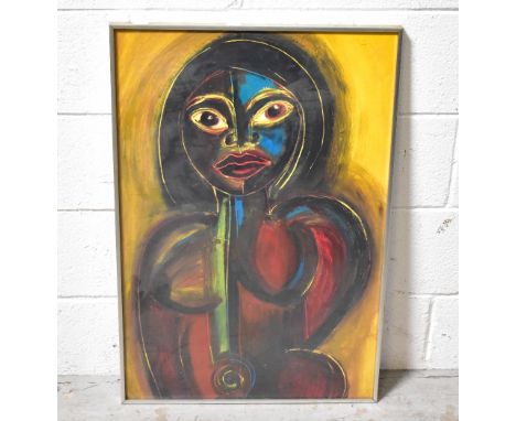 UNATTRIBUTED; watercolour, portrait girl in yellow, 74 x 51cm, framed and glazed.