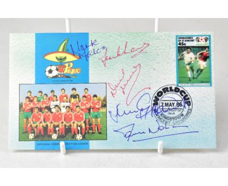 TOTTENHAM HOTSPUR; a Mexico 1986 first day cover bearing several signatures, including Jimmy Greaves, Boris Norman, etc.We ha