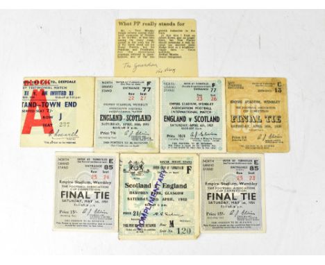 FOOTBALL a quantity of various vintage football ticket stubs to include England V Scotland 1951, 52 and 57 a Final Tie Wemble