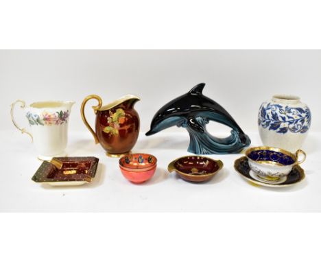 Various early/mid-20th century ceramics to include two Royal Doulton orange lustre tea bowls, one with coloured oval panels a