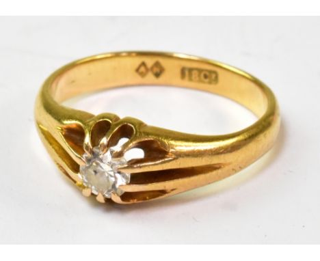A gentlemen's 18ct gold diamond signet ring with central claw set diamond, approx 0.25ct, in split shoulders, on 18ct yellow 
