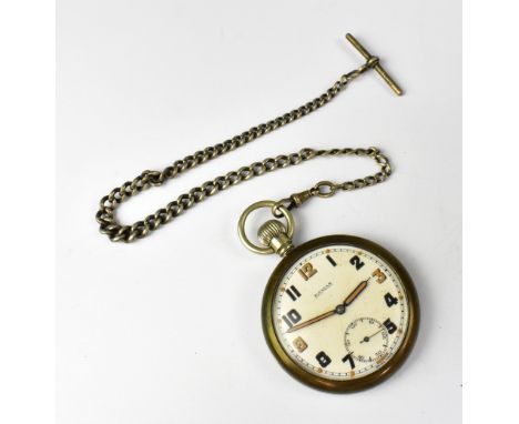 A G S /T P military open face pocket watch, Damas, the white circular enamelled dial set with Arabic numerals and subsidiary 