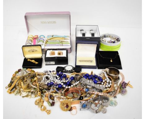 A quantity of modern, vintage and antique costume jewellery, to include necklaces, silver bracelets, rings, modern and vintag