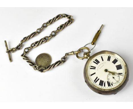 BENJAMIN GAUNT &amp; SONS, BARNSLEY; a hallmarked silver cased open face pocket watch, the dial set with Roman numerals and s