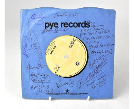 ENGLAND FOOTBALL; a 1970 single 'Back Home', bearing numerous signatures to the sleeve.We have not authenticated these signat