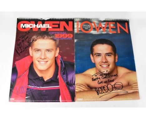 MICHAEL OWEN; two calendars inscribed 'To Jessie, Happy Christmas' and both bearing the signature of the football star and Li