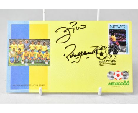 BRAZIL FOOTBALL; a Mexico 1986 first day cover bearing signature of Zico and one other.We have not authenticated these signat