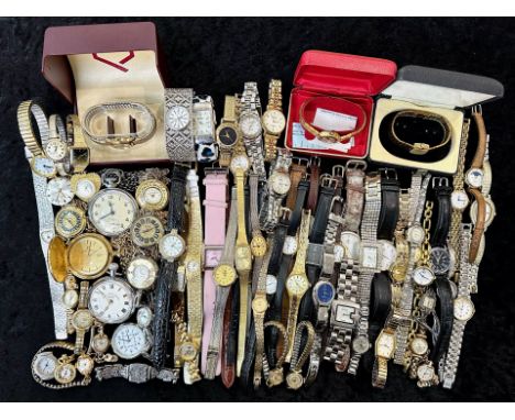 Collection of Ladies & Gentlemen's Fashion Wrist Watches, leather and bracelet straps, including Roamer, Everite, Bravington 
