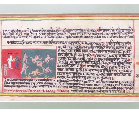 AN INTERESTING JAIN MANUSCRIPT LEAF PERTAINING TO COSMOLOGY ( SANGRAHANI SUTRA) 18TH CENTURY, A MEWAR DOUBLE SIDED MANUSCRIPT